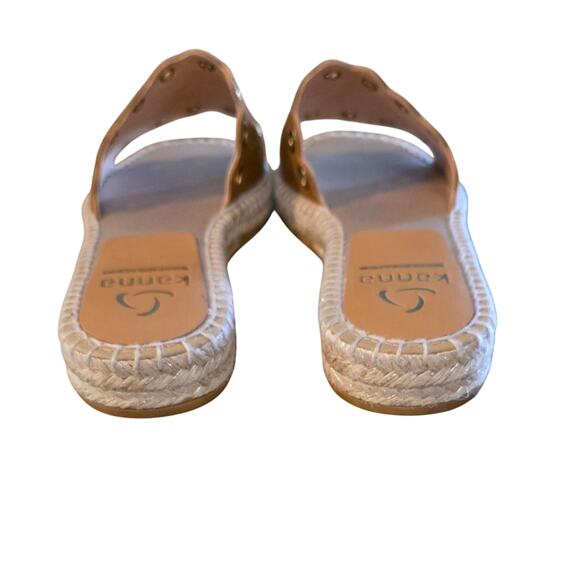 Kanna Women's Brown Tan Espadrilles Leather Size 7.5 scalloped blingy - Picture 3 of 7